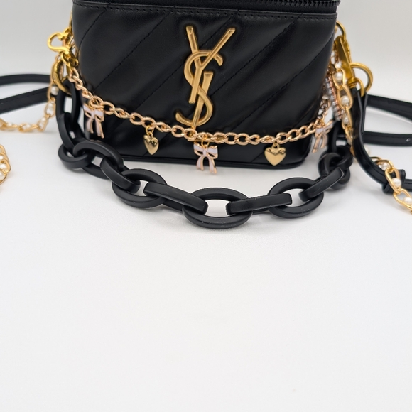 YSL Beauté Vanity Case w/ Styled Charm Chains| Black Crossbody| BNIB - Picture 2 of 15
